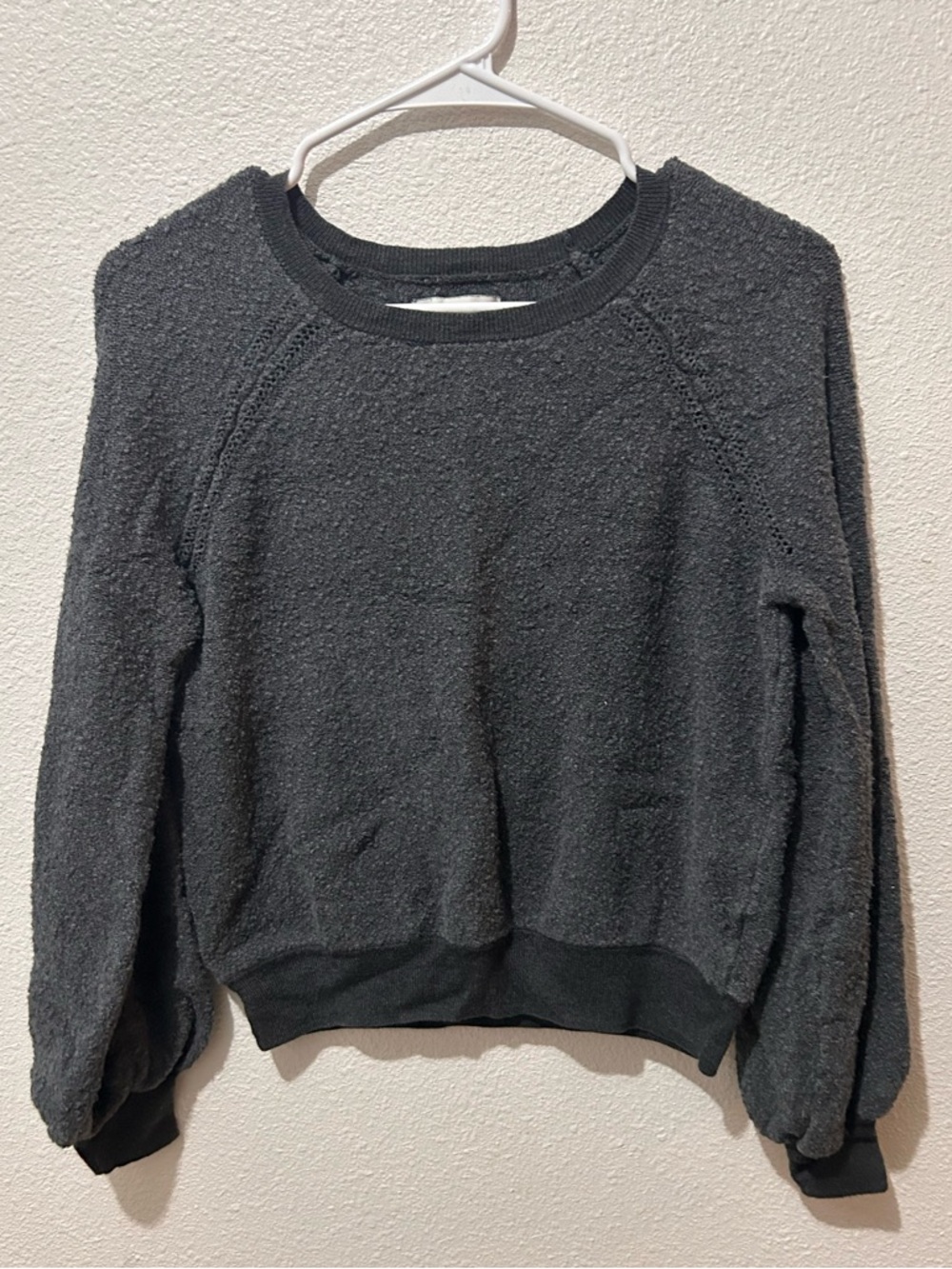 Black Bouclé Crewneck Sweater
